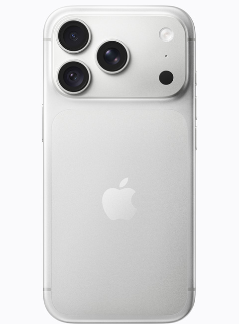 iPhone 17 Pro, sølv farge, fra baksiden
