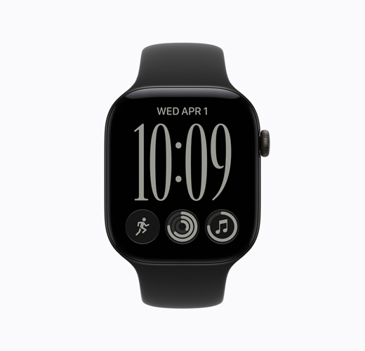 Apple Watch Series 11, gagatsvart farge, fra siden.