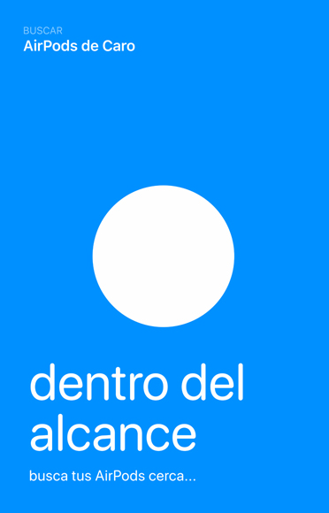 La interfaz que usa la app Encontrar para indicar la ubicación de un dispositivo.