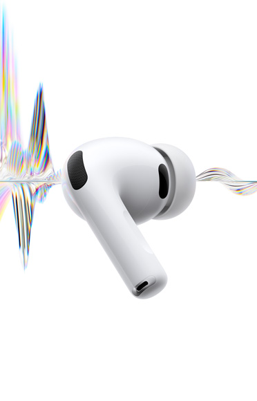 AirPods Pro 3, valkoinen väri, melua vaimentava mikrofoni, silikonitulppa, lyhyt varsi
