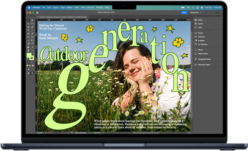 App Adobe InDesign en una MacBook Air
