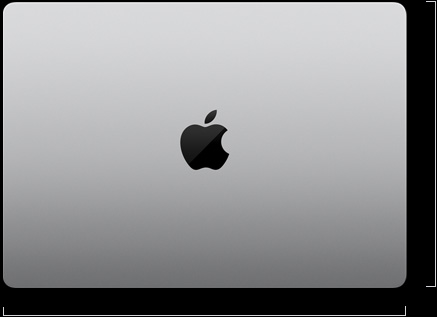 Apple 로고가 가운데에 위치한 MacBook Pro 14의 닫혀 있는 외관