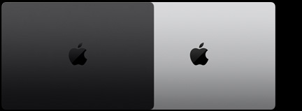 두 가지 마감으로 보여주는 MacBook Pro 14 모델 두 대의 외관